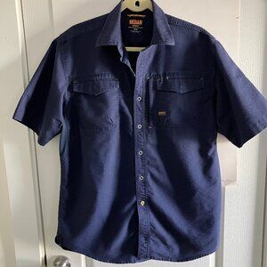 Rebar Ariat Men's Navy Blue Short Sleeve Work Shirt Size Medium.